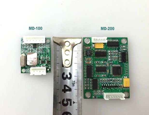 About the MD 200 and MD100. The deference is The size MD100 much smaller than MD 200 (in the catchment) MD100 is a digital but MD 200 analog Module MD100 use a digital sensor,but MD200 BCI compatible About the MD 200 and MD100. The deference is The size MD100 much smaller than MD 200 (in the catchment) MD100 is a digital but MD 200 analog Module MD100 use a digital sensor,but MD200 BCI compatible